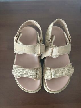 Beige Rattan Sandals